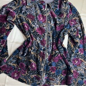 Floral Zip-Up Women Sweater